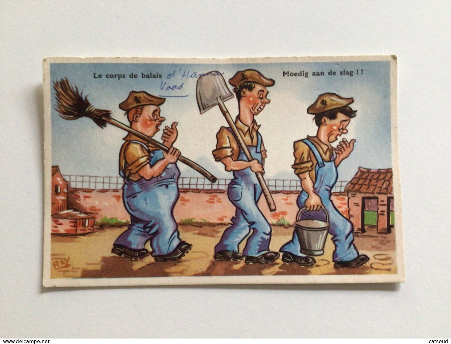 Carte Postale Ancienne Humour Le Corps De Balais - Moedig Aan De Slag !! - Humour