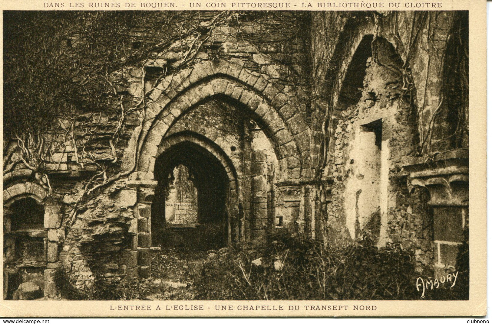 CPA - BOQUEN -RUINES -  ENTREE DE L'EGLISE -  CHAPELLE DU TRANSEPT NORD - Other & Unclassified