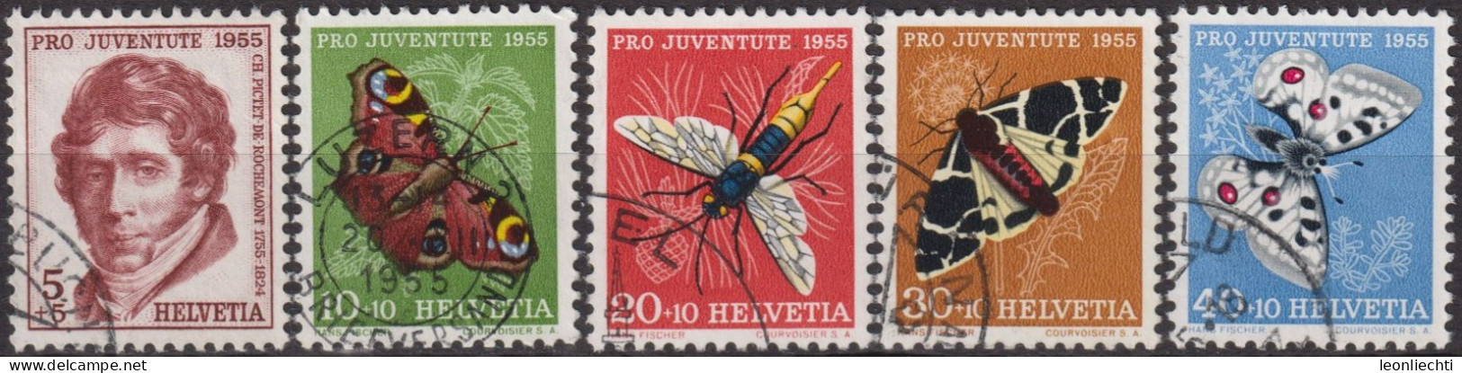 1955 Schweiz Pro Juventute ° Zum:CH J158-J161,Yt:CH 567-571, Mi:CH 618-621,Charles Pictet-de-Rochemont, Insekten - Used Stamps