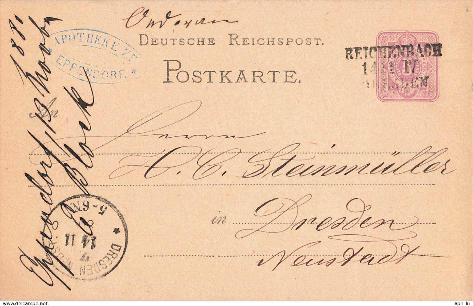 Bahnpost (Ambulant; R.P.O./T.P.O.) Reichenbach-Dresden (ZA2462) - Lettres & Documents