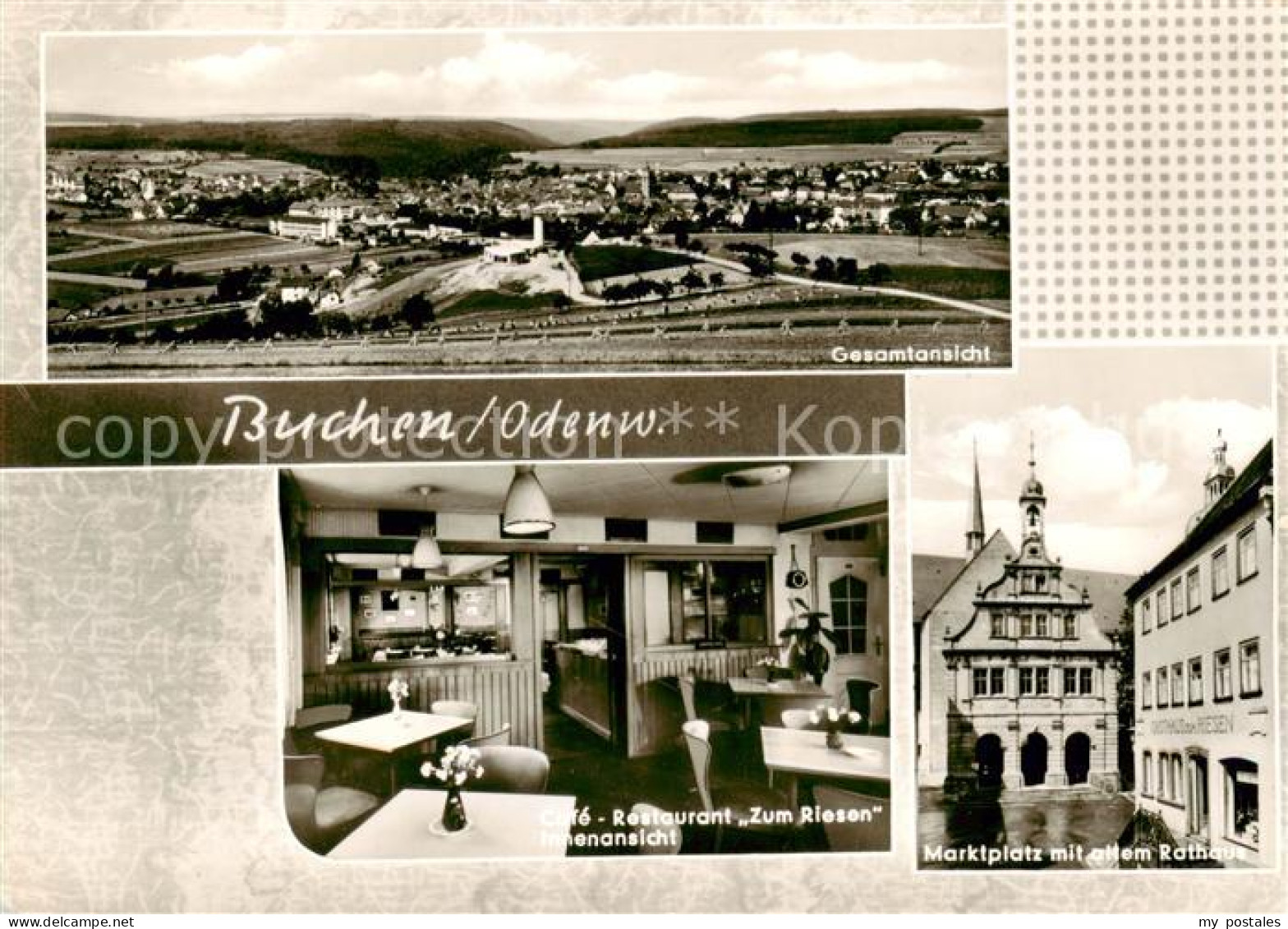 73852253 Buchen Odenwald Gesamtansicht Cafe Restaurant Zum Riesen Marktplatz Alt - Buchen