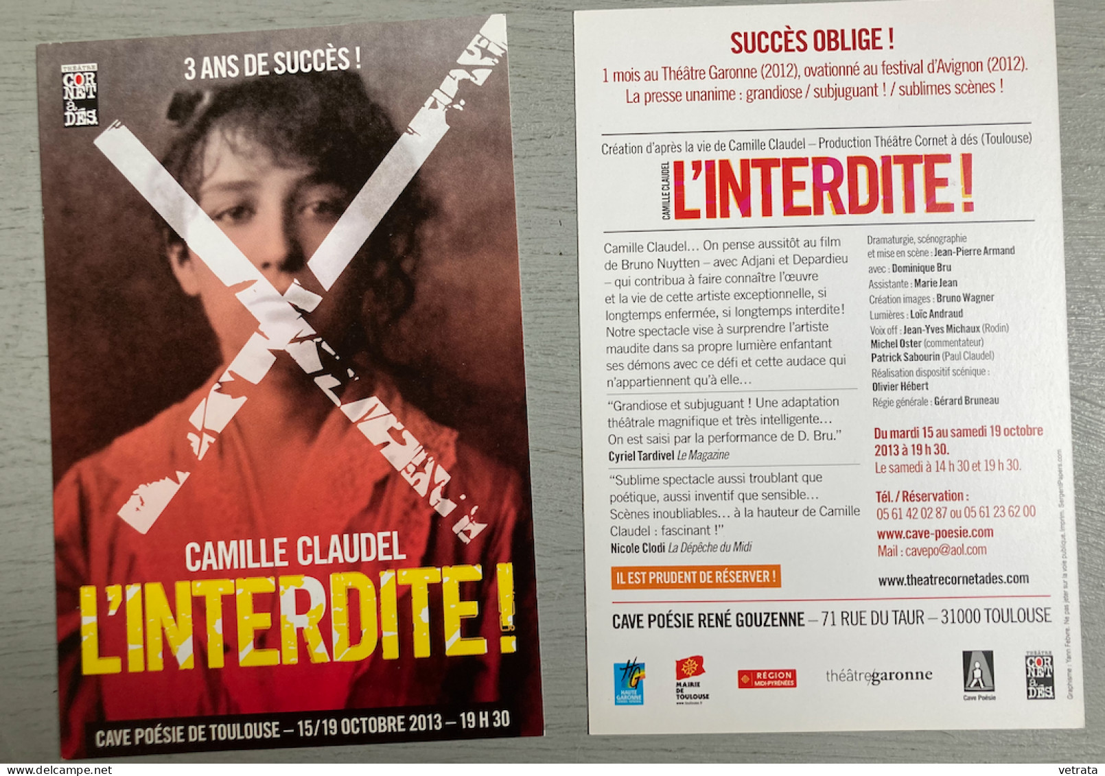 Camille Claudel : 2 Cartes = Camille Claudel Par César &  L'interdite (Cave Poésie, Toulouse, 2013) - Théâtre