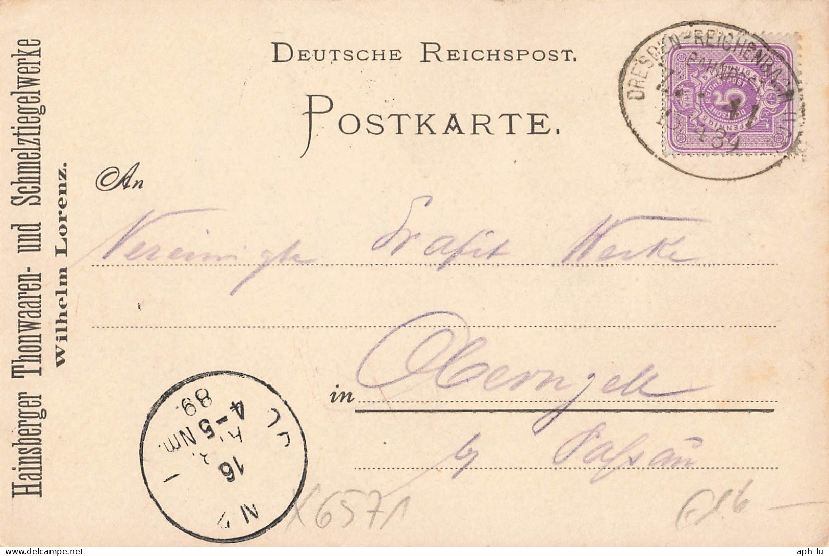 Bahnpost (Ambulant; R.P.O./T.P.O.) Dresden-Reichenbach (Vogtl) (ZA2463) - Covers & Documents