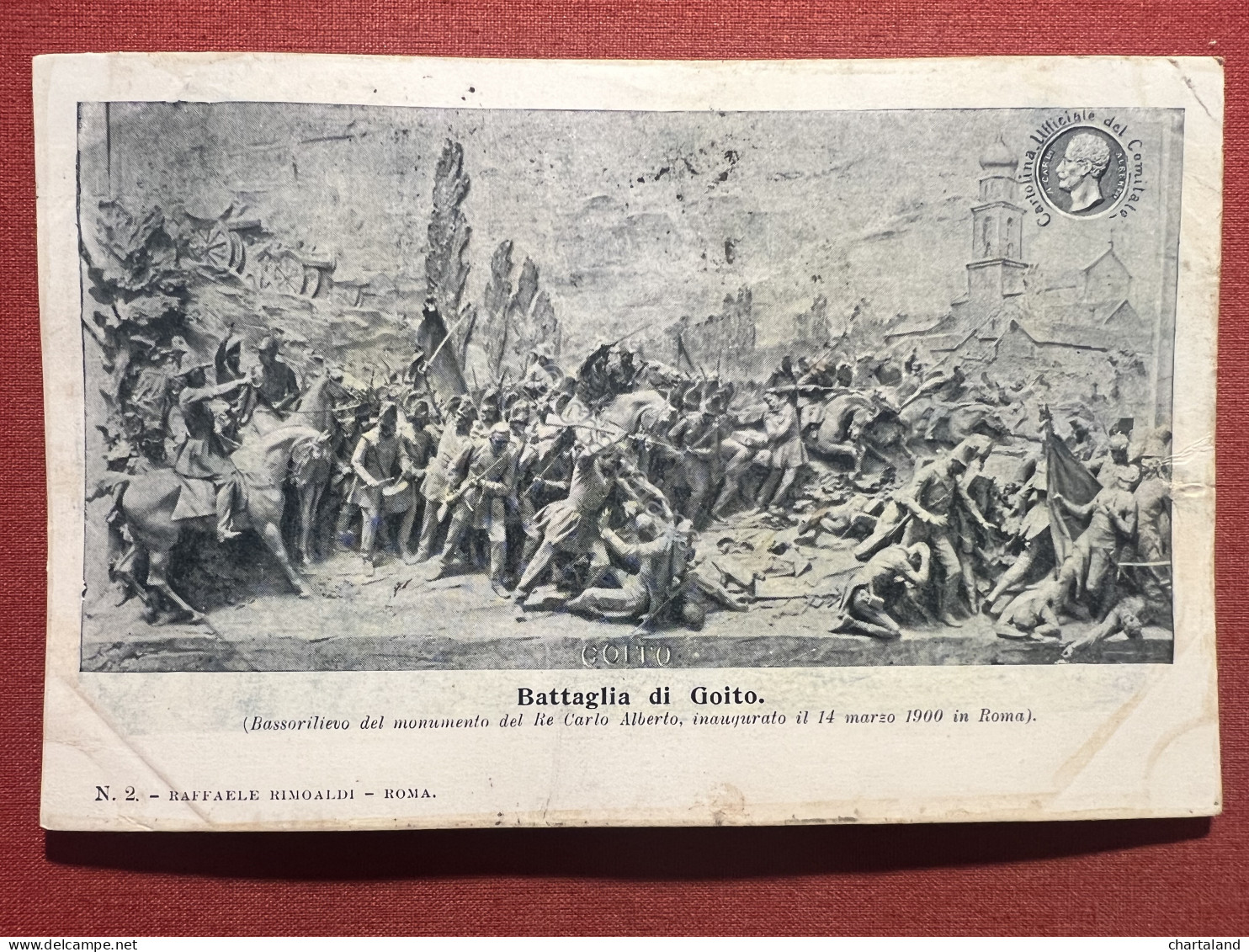 Cartolina Battaglia Di Goito - Bassorilievo Del Mon. Del Re Carlo Alberto - 1900 - Autres & Non Classés