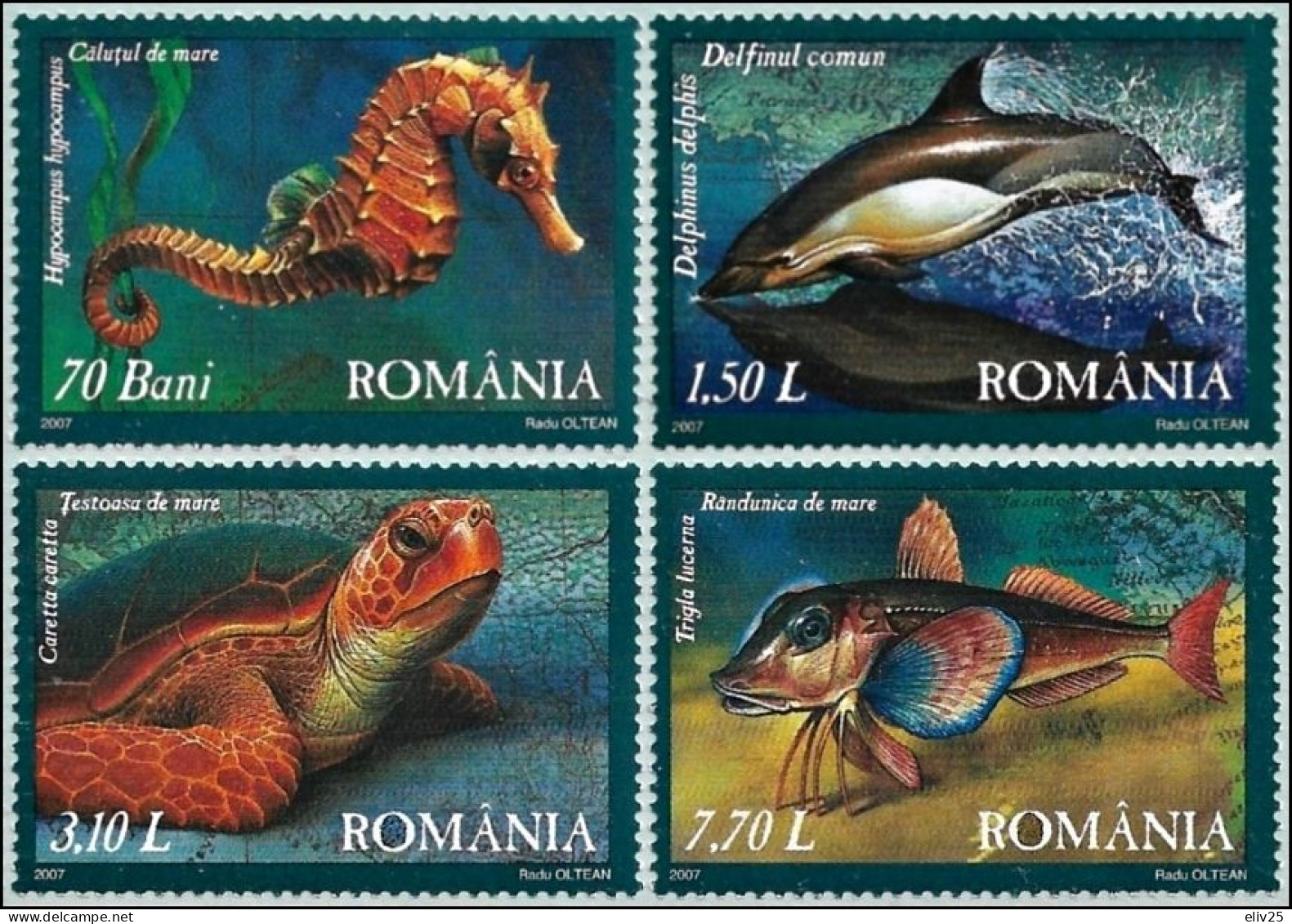 Romania 2007, Black Sea Fauna Fish Dolphin - 4 V. MNH - Vie Marine