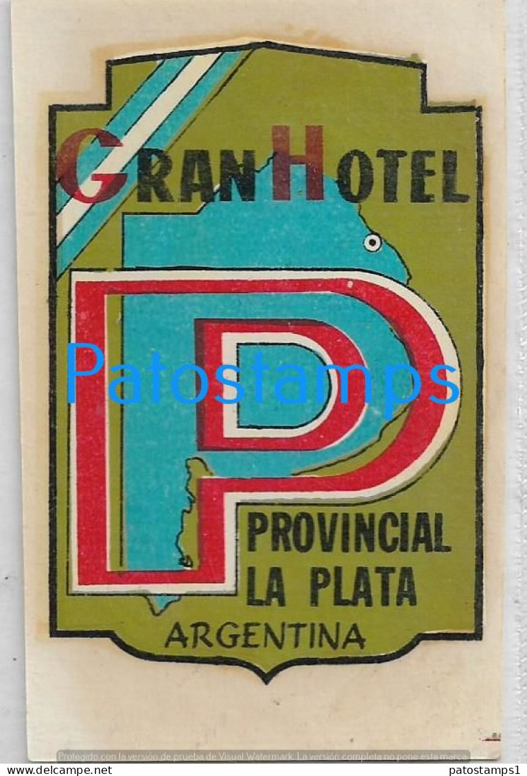 227733 ARGENTINA BUENOS AIRES LA PLATA GRAN HOTEL CALCO STICKER NO POSTAL POSTCARD - Argentinien