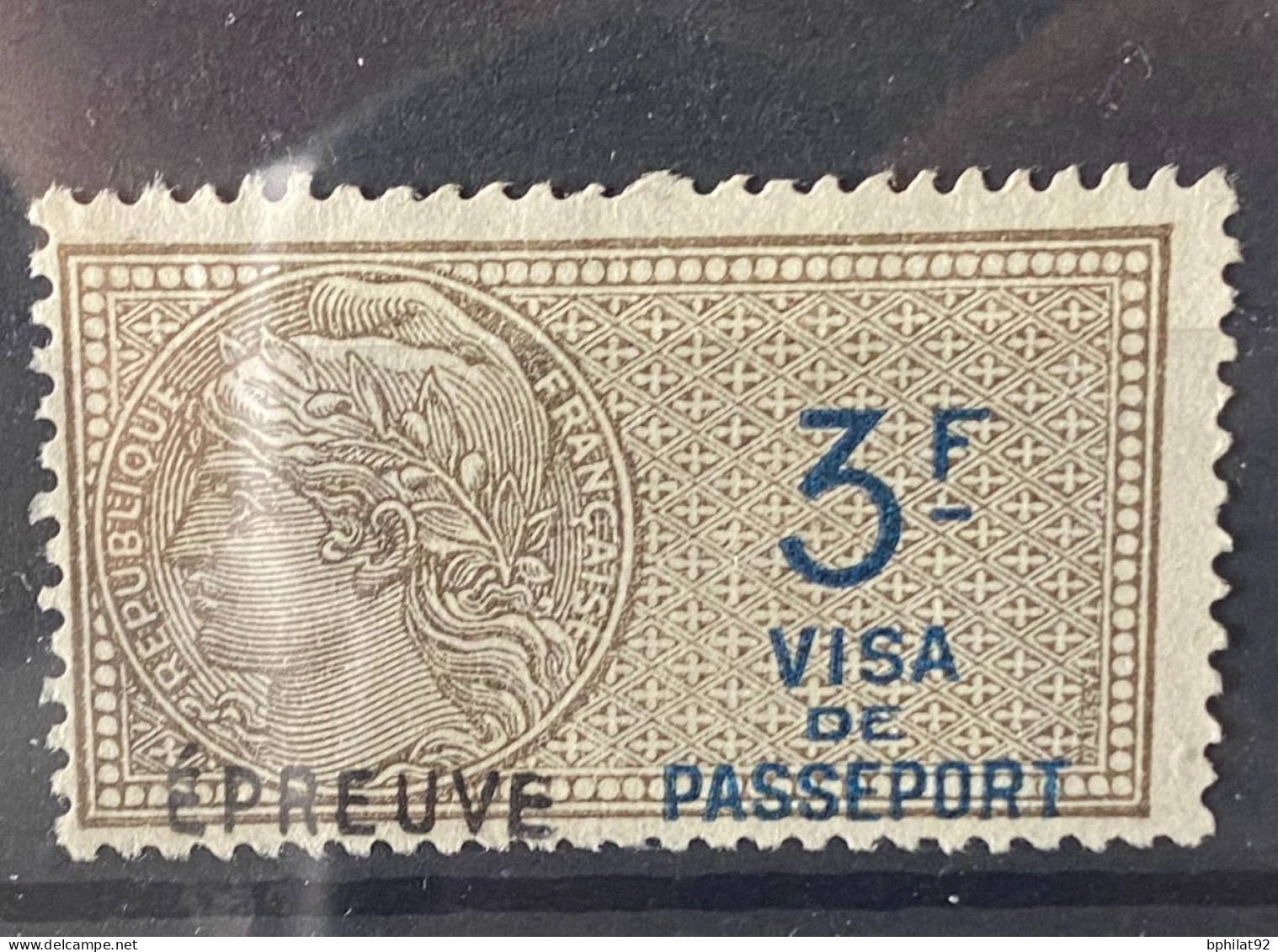 !!! FRANCE, TIMBRE FISCAL POUR PASSEPORT N°2 ﹡, SURCHARGE EPREUVE. - Timbres