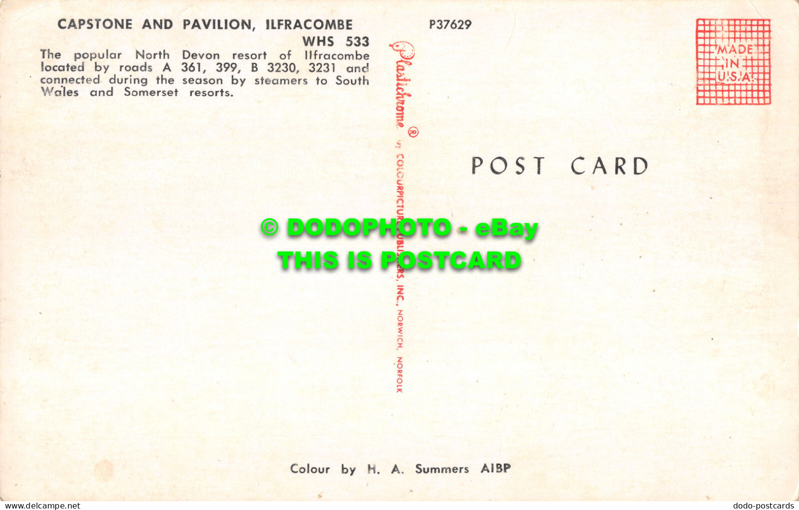 R519531 Ilfracombe. Capstone And Pavilion. Plastichrome By Colourpicture. H. A. - Mondo