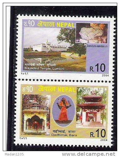 NEPAL 2004 Tourism Set, Visit Nepal, Yvert 769/70, 2v Complete, Setenant Pair,  MNH(**), - Nepal