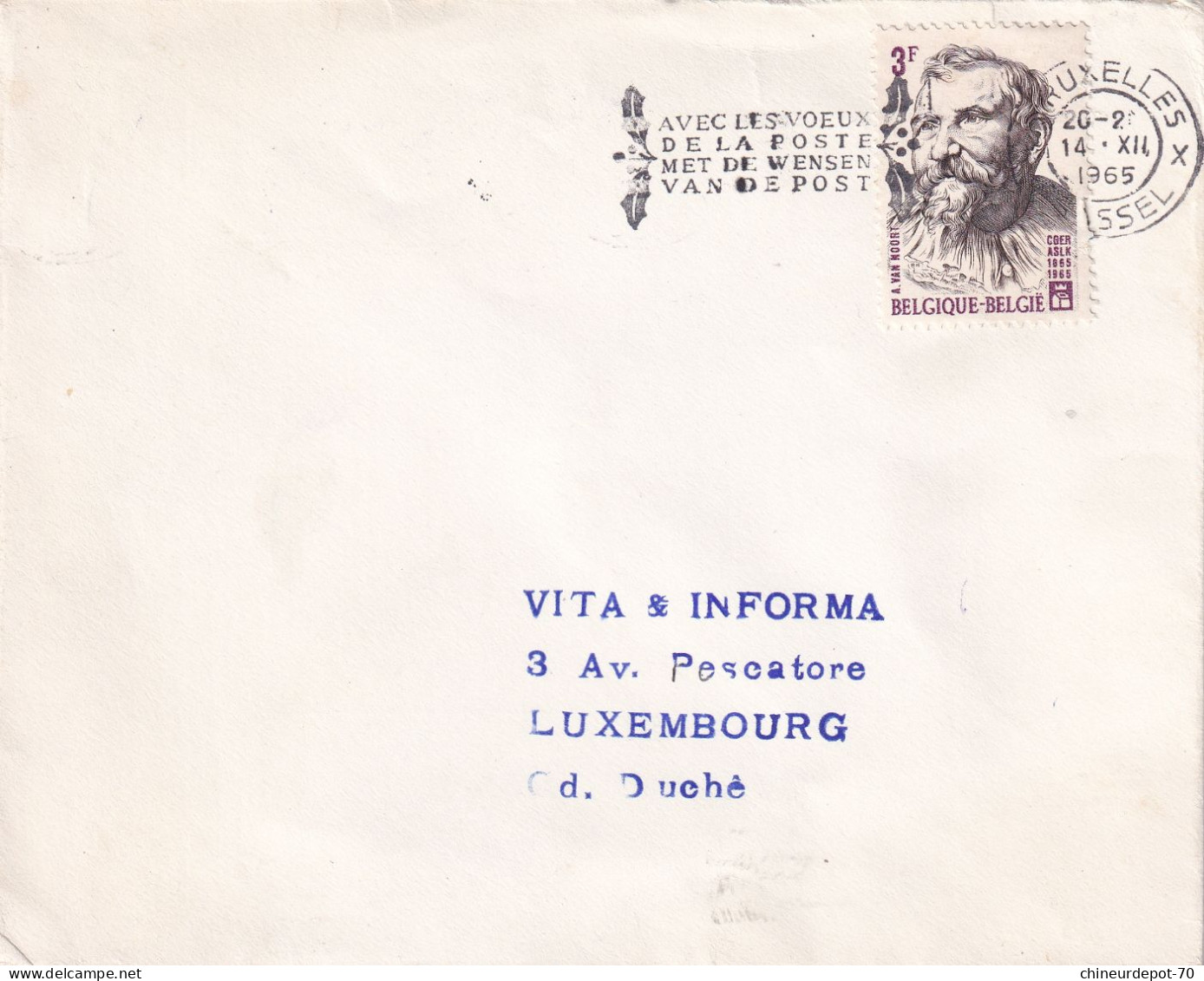 AVEC LES VOEUX DE LA POSTE MET DE WENSEN VAN DE POST 14 Juillet 1965 1865 Belgique - Enveloppes