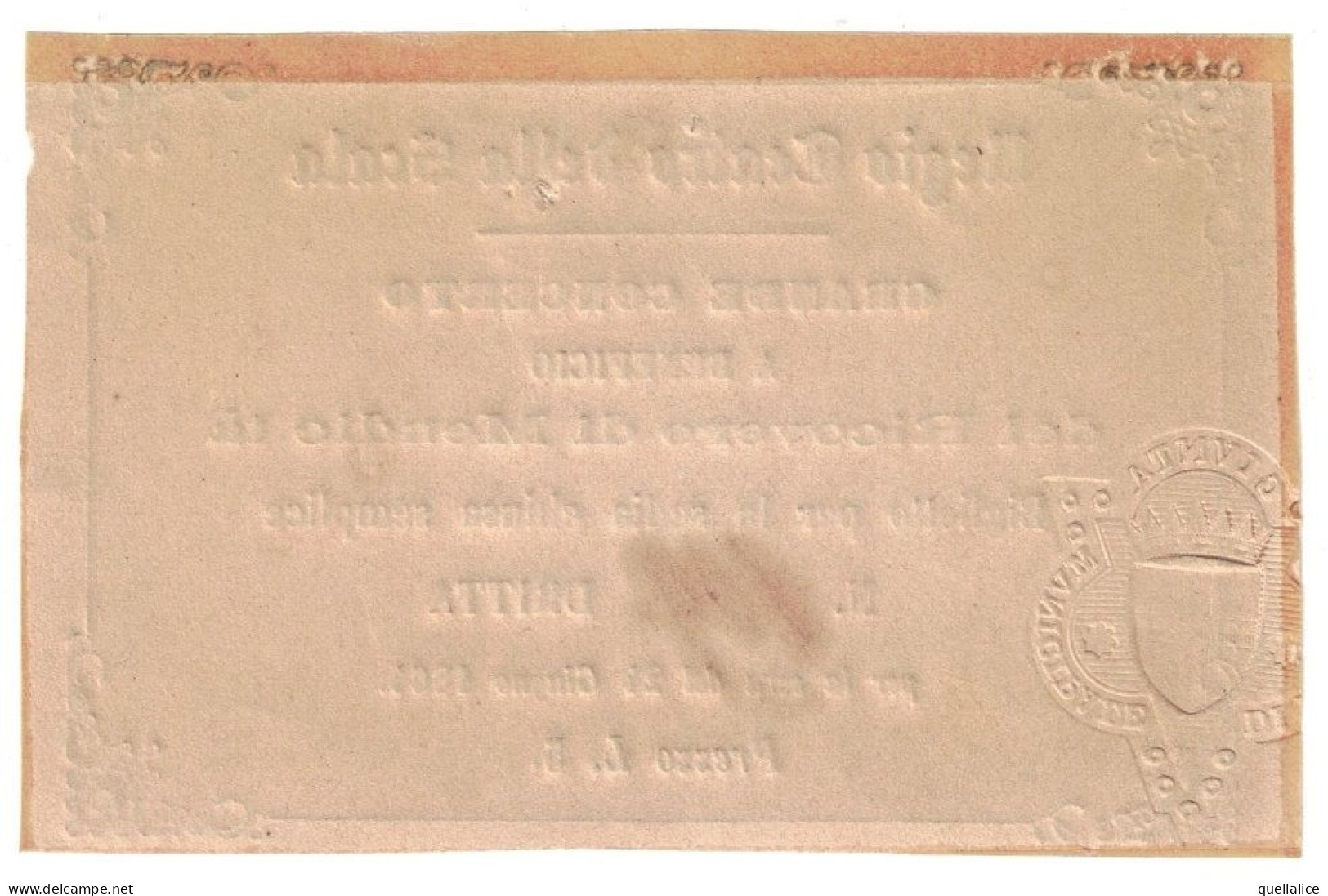 03908 "MILANO-BIGLIETTO D''INGRESSO R. TEATRO DELLA SCALA-GRANDE CONCERTO-24/06/1864-SEDIA CHIUSA" ORIG.- TIMBRO A SECCO - Tickets D'entrée