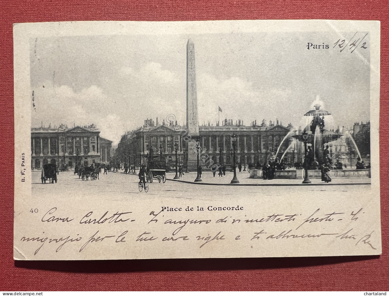 Cartolina - Paris - Place De La Concorde - 1902 - Ohne Zuordnung