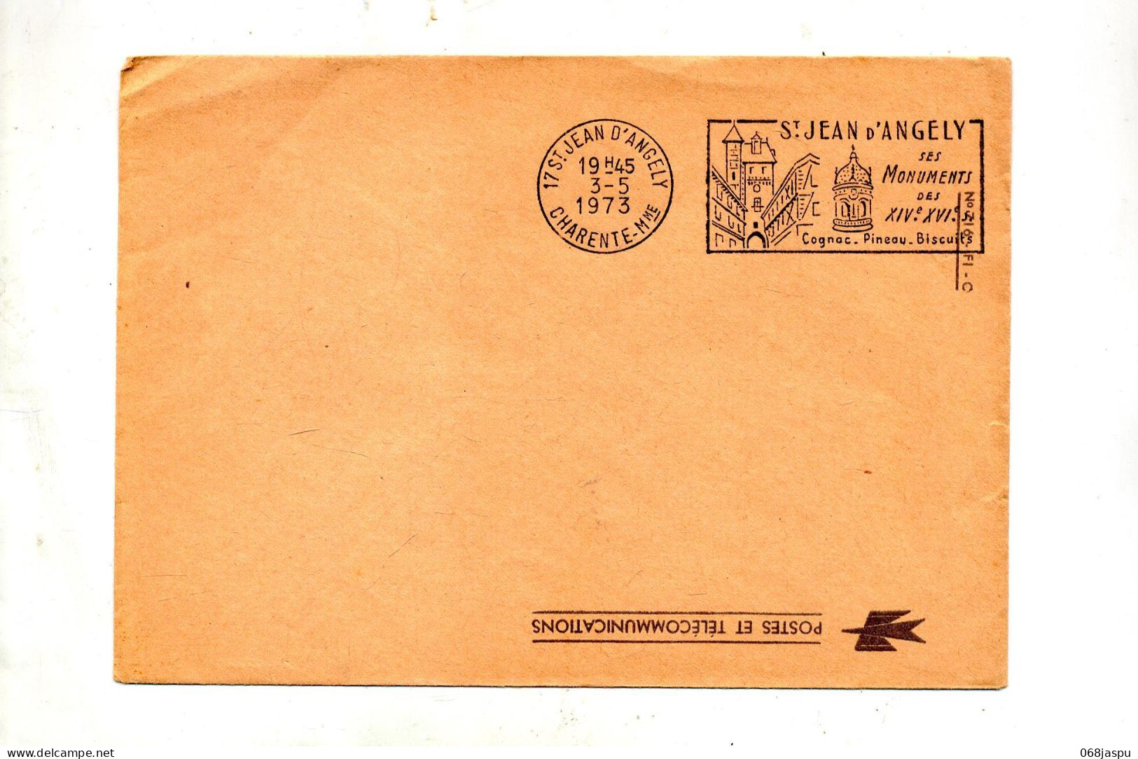 Lettre  Flamme Saint Jean  D'angely Monument Pineau Biscuit - Mechanical Postmarks (Advertisement)