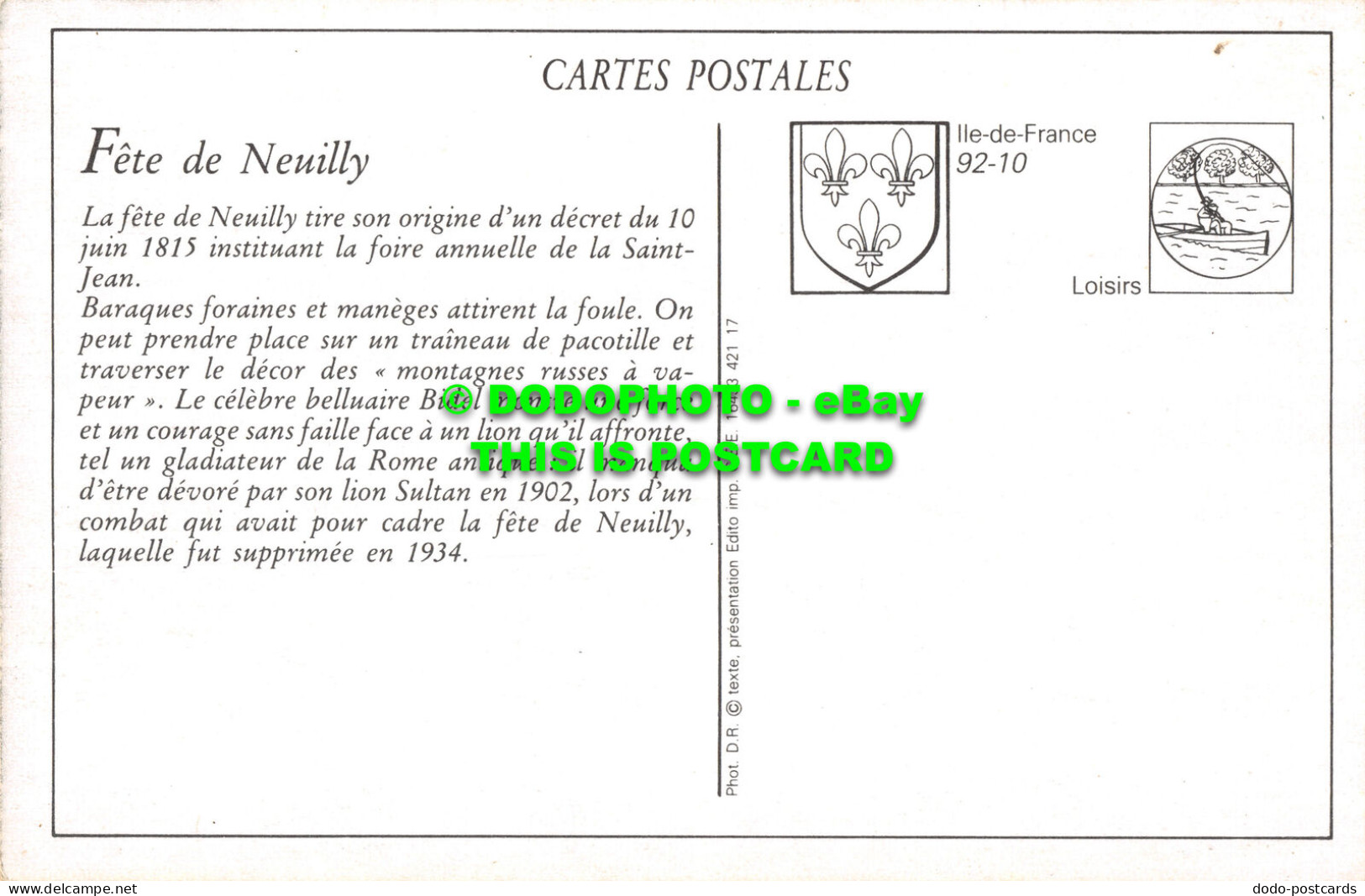 R519785 Entree De La Fete De Neuilly. Gondry. D. R Texte - Mondo