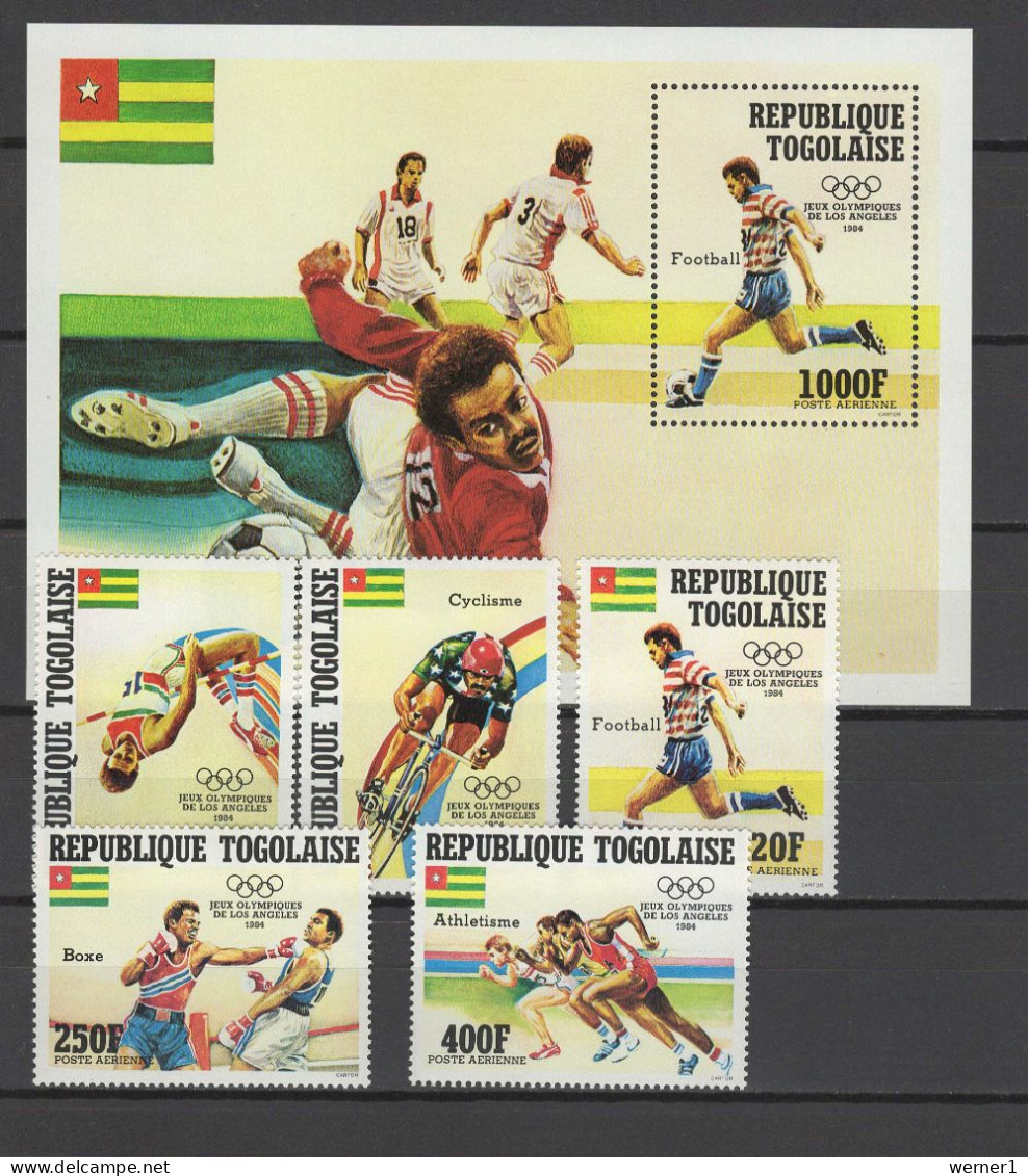 Togo 1984 Olympic Games Los Angeles, Football Soccer, Cycling, Boxing, Athletics Set Of 5 + S/s MNH - Ete 1984: Los Angeles