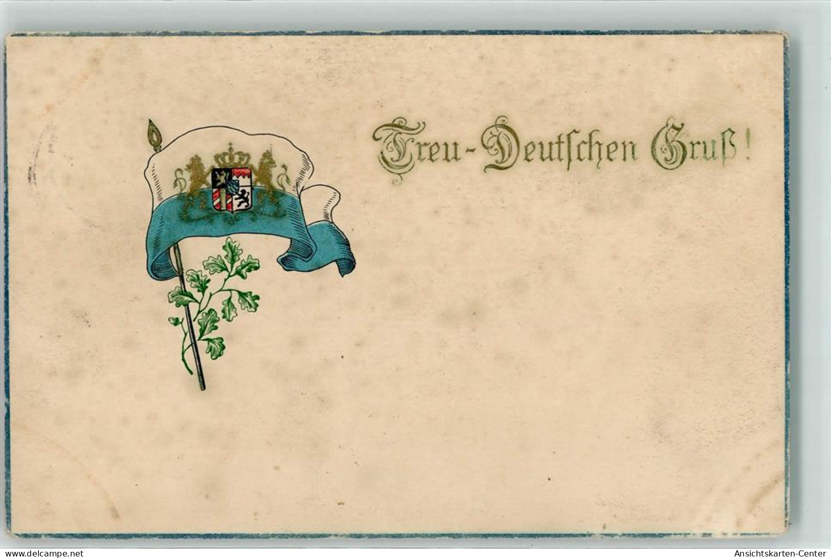 39290005 - Treu-Deutschen Gruss , Lithographie  - Wappen , Eichenlaub - Oorlog 1914-18