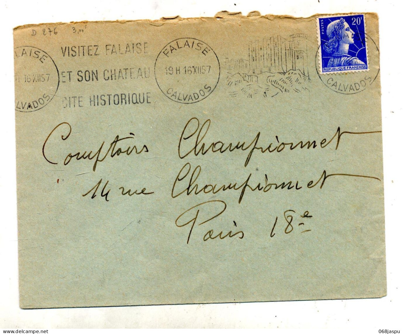 Lettre  Flamme Falaise Chateau - Mechanical Postmarks (Advertisement)