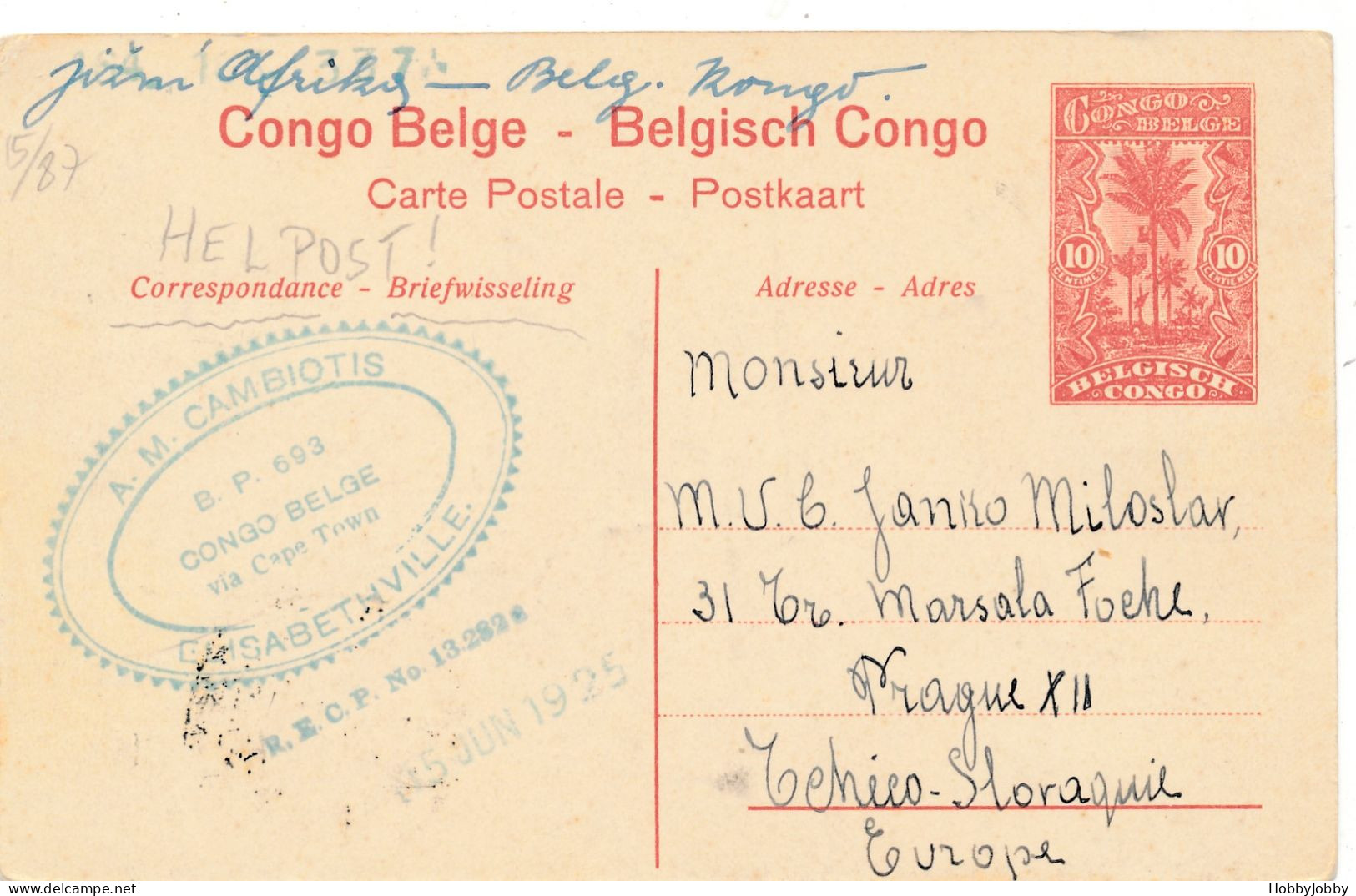 PostCard From A Member In RECP (An International Club For P.P.-Exchange Member No. 1925 In Basoko Congo Belge - See BACK - Borse E Saloni Del Collezionismo