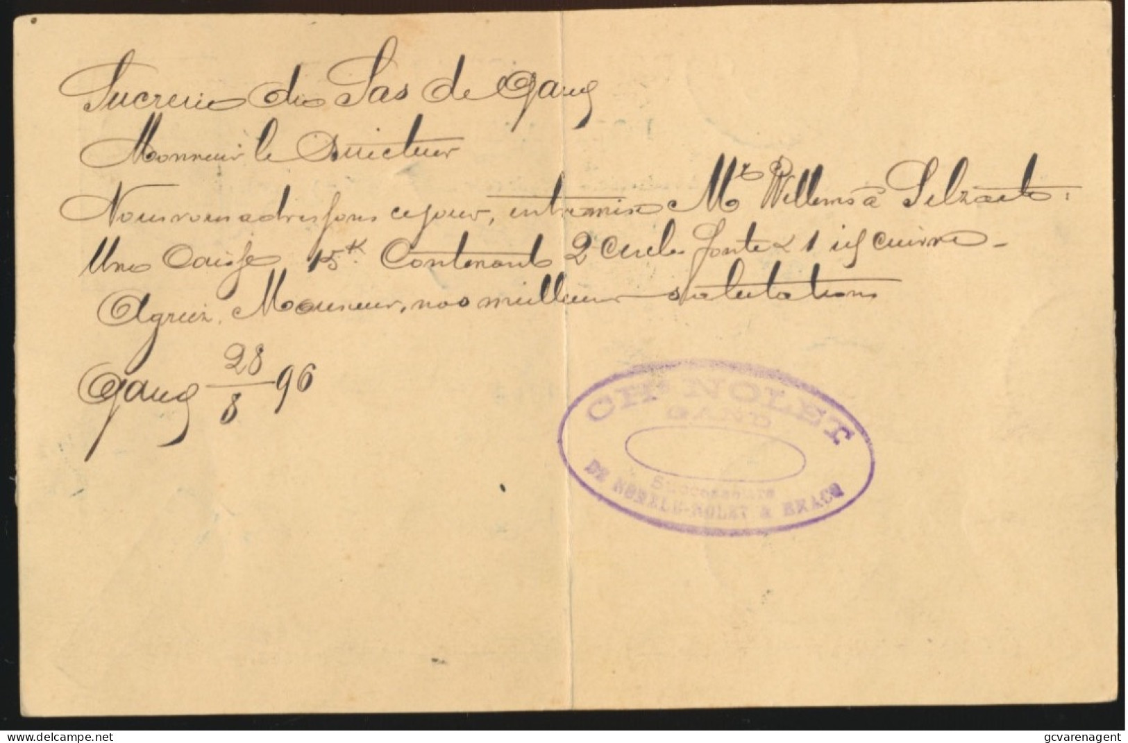 SUPER ZELDZAAM - POSTKAART  GAND STATION 1896 NAAR SAS DE GAND - BELGIESE  EN NEDERLANDSE TAXZEGEL - RETOUR - REBUT ) RE - Briefkaarten 1871-1909