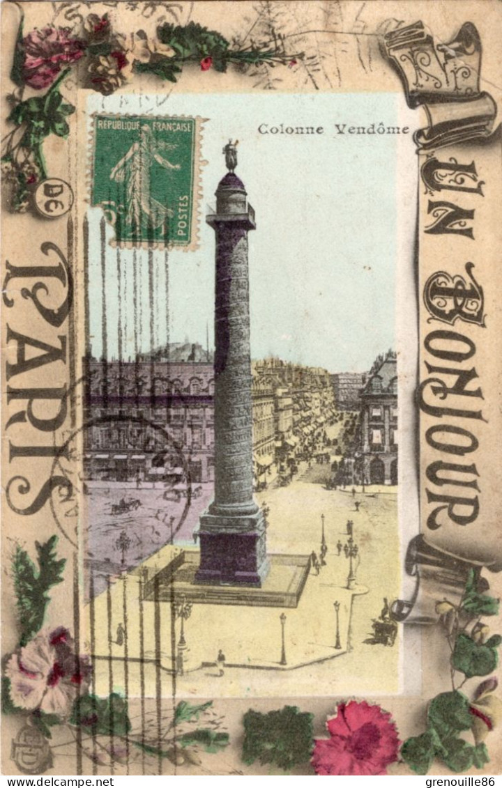 CPA 75 "UN BONJOUR DE PARIS" Colonne Vendôme 1918 - Squares