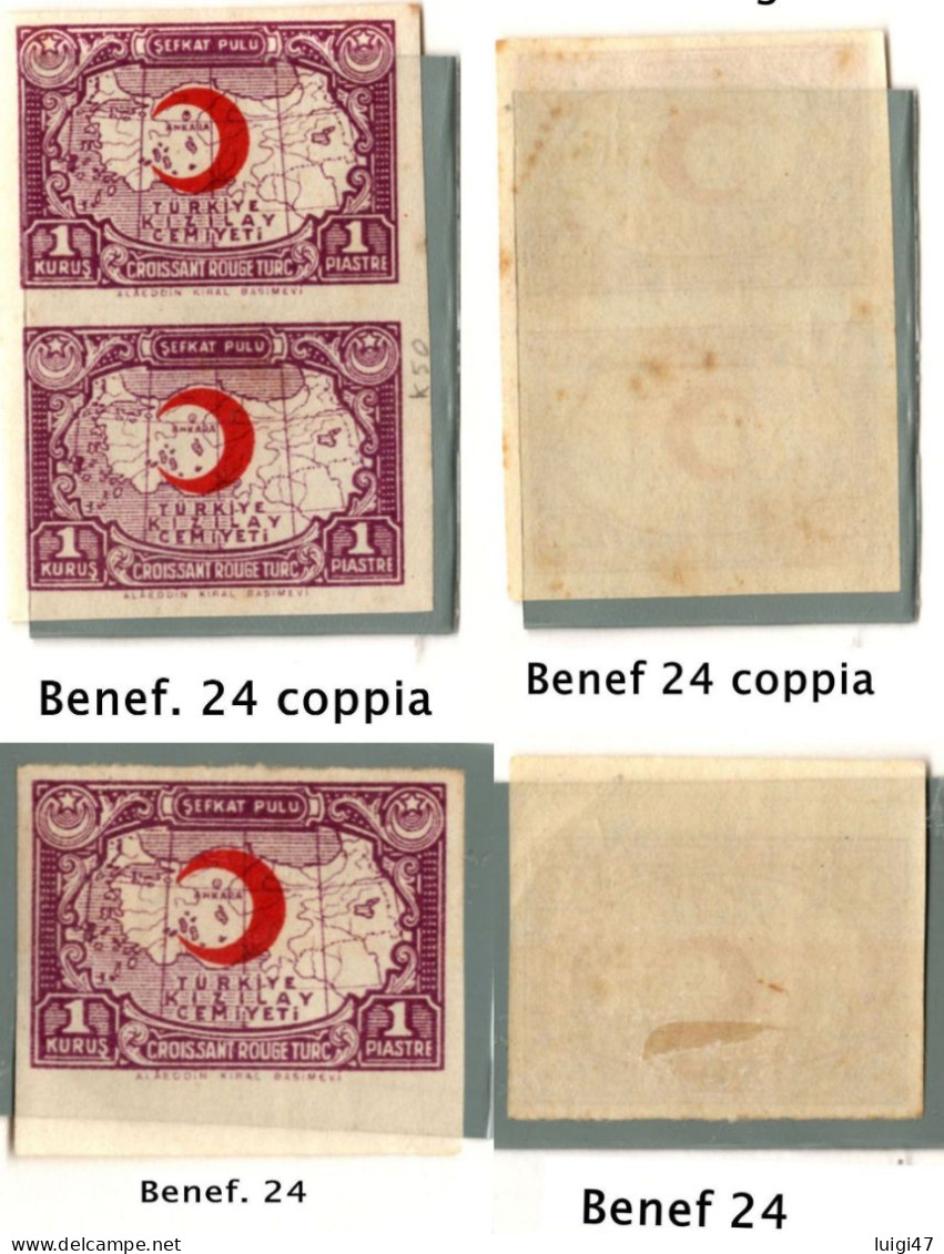 1928 - Turchia - Benef.  N° 24 Non Dentellati - Nuovi