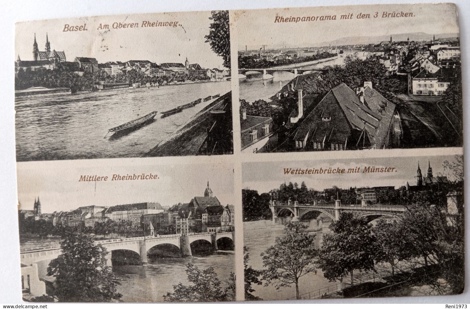 Basel, Am Oberen Rheinweg, Rheinpanorama, Wettsteinbrücke, 1920 - Bâle