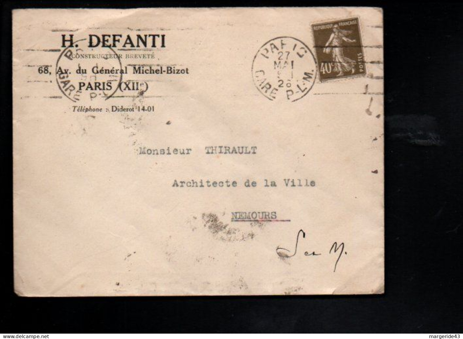 SEMEUSE SUR LETTRE A EN TETE DE PARIS GARE PLM 1926 - 1921-1960: Periodo Moderno