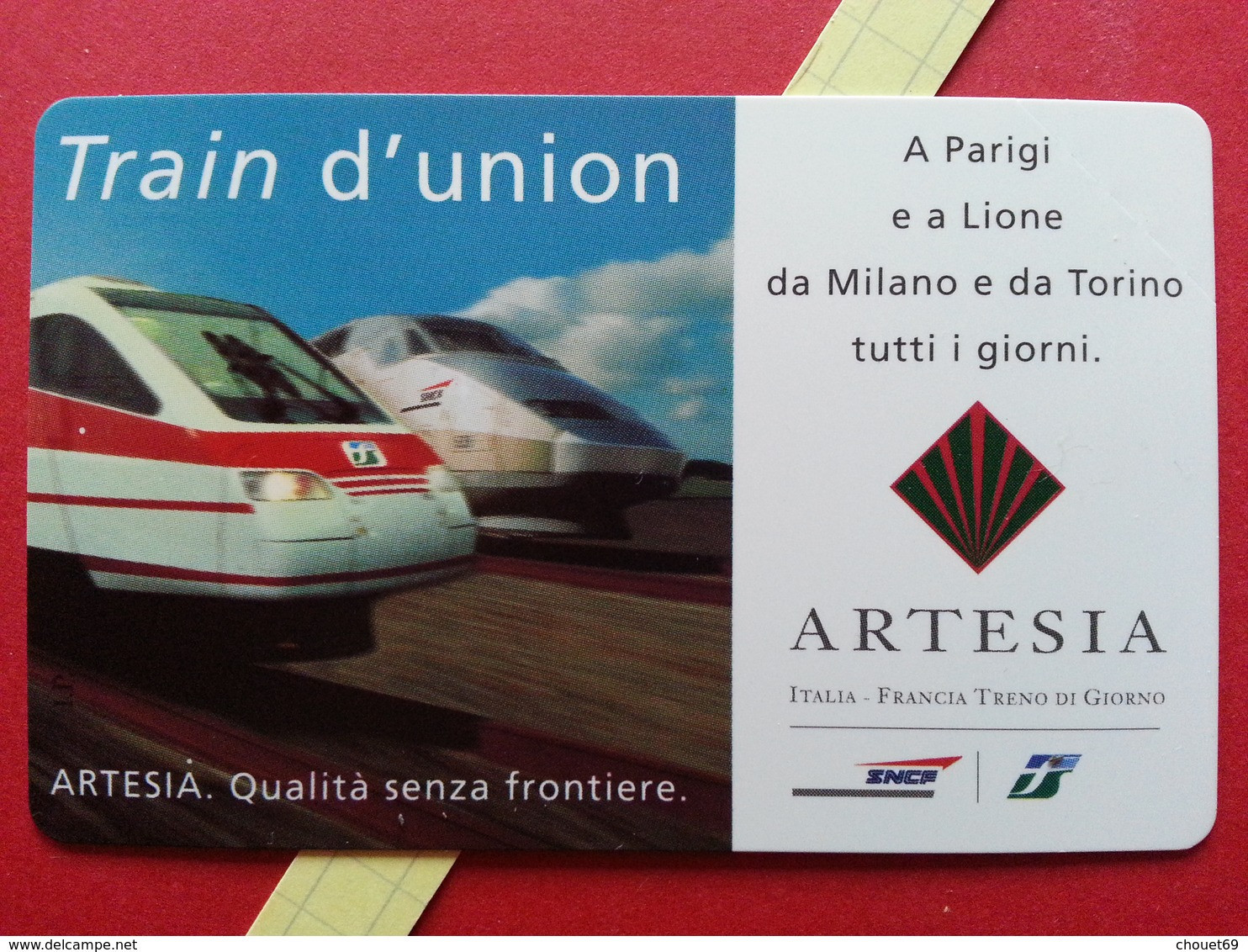 ITALIA TELECOM Lire 5000 ARTESIA SNCF TGV TRAIN D' UNION PARIGI LIONE 31.12.98 Nueva MINT Neuve (TI320 - Public Advertising