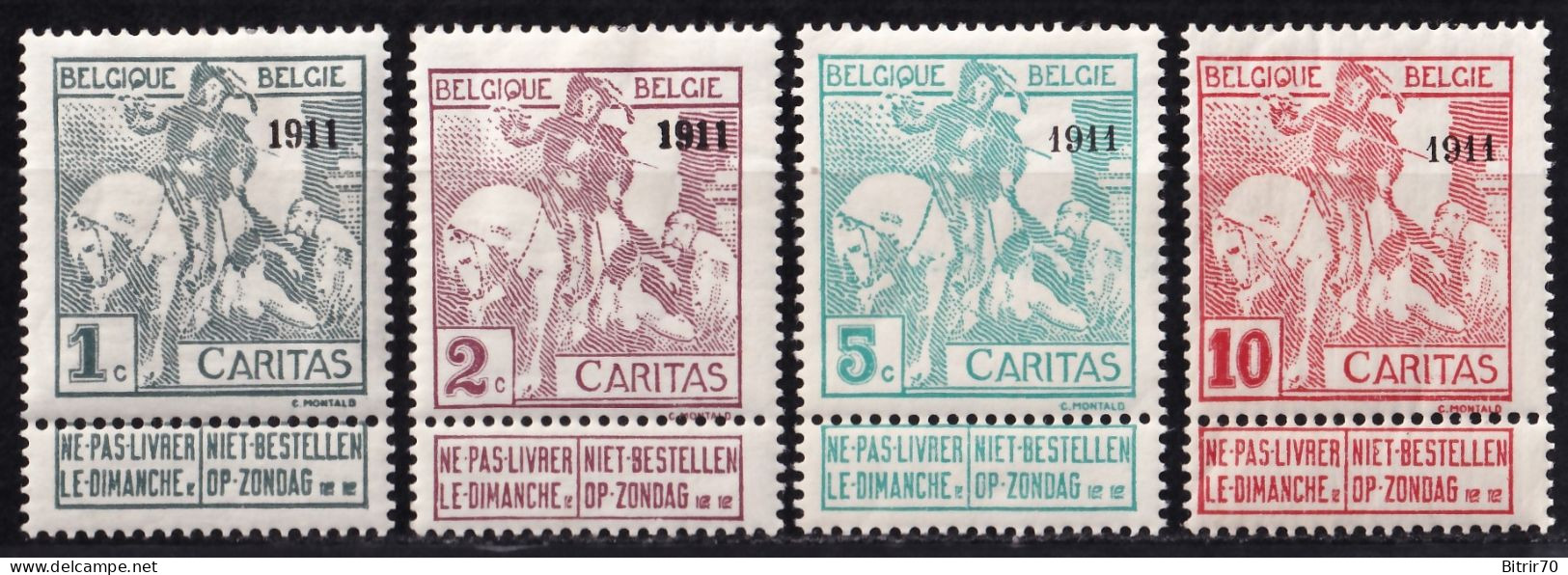 Belgica. 1911 Y&T. 92, 94, 96, 98, MH. - 1910-1911 Caritas