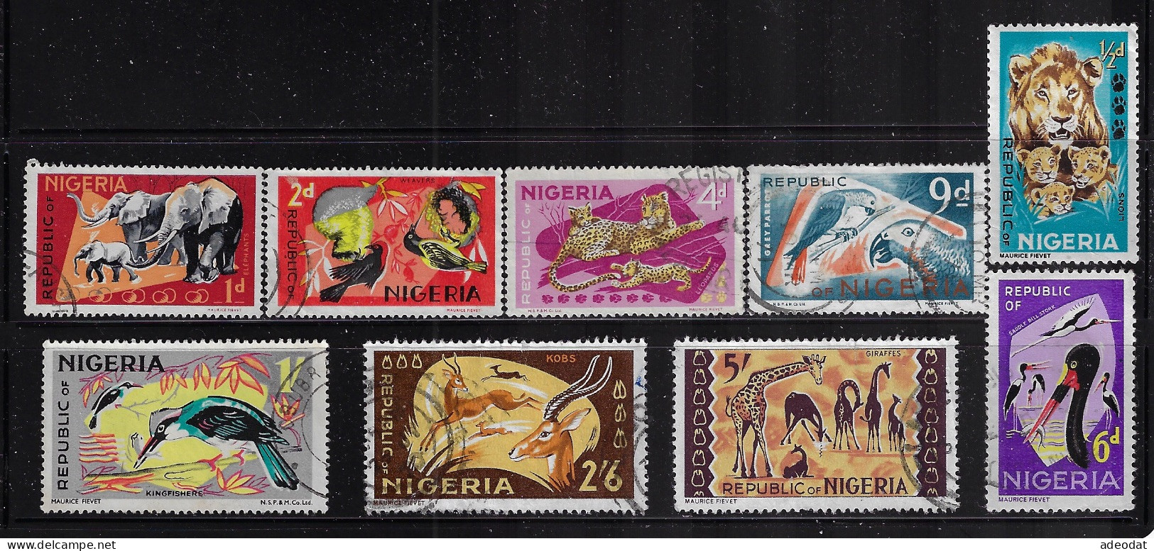 NIGERIA  1965-66  SCOTT#184,185,187,189-192,194,195   USED - Nigeria (1961-...)