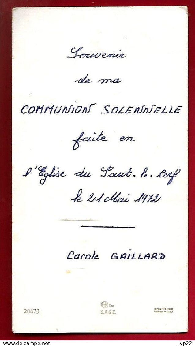 Image Pieuse Ed A.R. Sage 20673 A Toi Eternel  - Carole Gaillard Eglise Du Saut Du Cerf 21-05-1972 Neuilly Saint Front ? - Devotieprenten