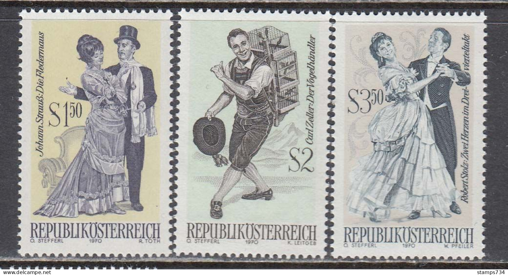 Austria 1970 - Operetten(2), Mi-Nr. 1338/40, MNH** - Ungebraucht