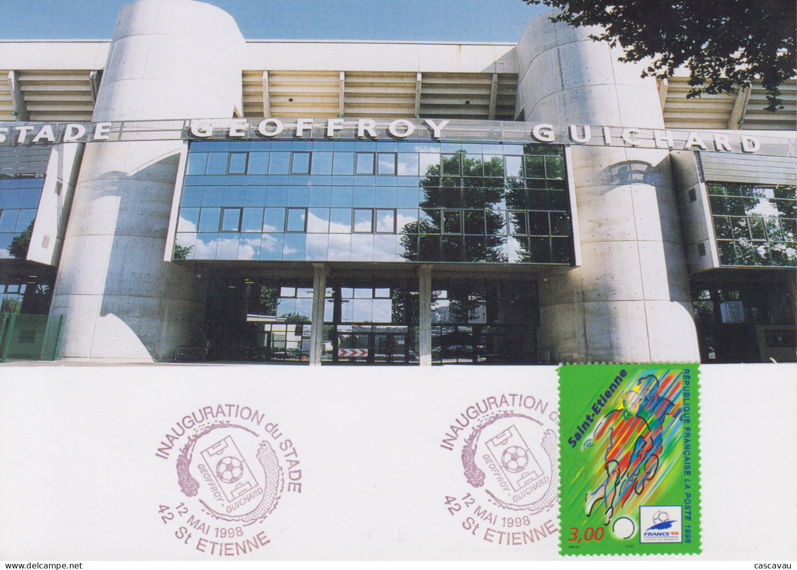 Carte  FRANCE    FOOTBALL   Inauguration   Stade   GEOFFROY   GUICHARD     SAINT  ETIENNE    1998 - Equipos Famosos