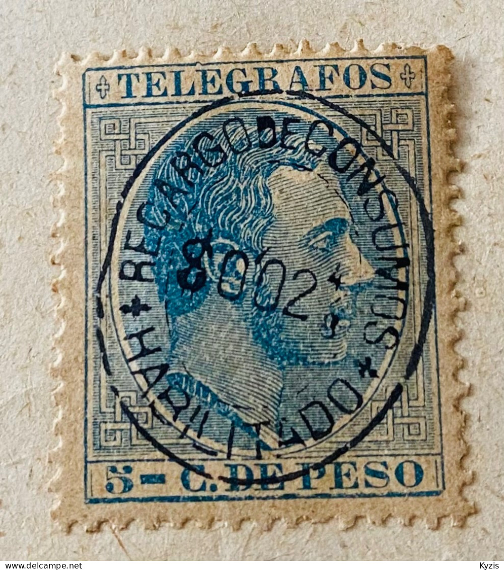 PHILIPPINES - 1888, 5C SURIMPRESSION 0,02 $ TIMBRE RECARGO DE CONSUMOS, CONSOMMATION - DÉFAUT - Philipines