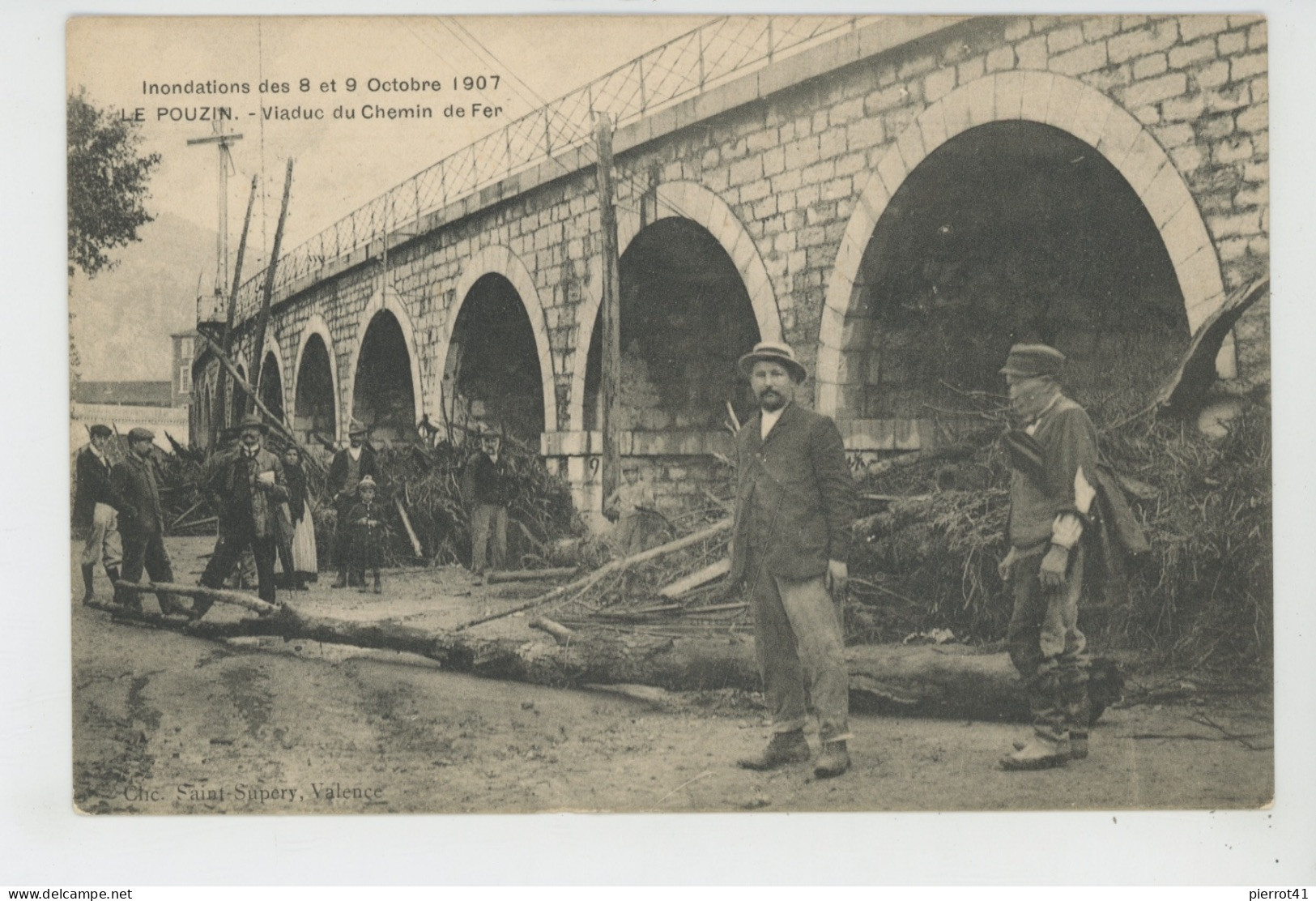 LE POUZIN - Inondations Des 8 Et 9 Octobre 1907 - Viaduc Du Chemin De Fer (cachet Au Dos Lycée Janson De Sailly ) - Le Pouzin