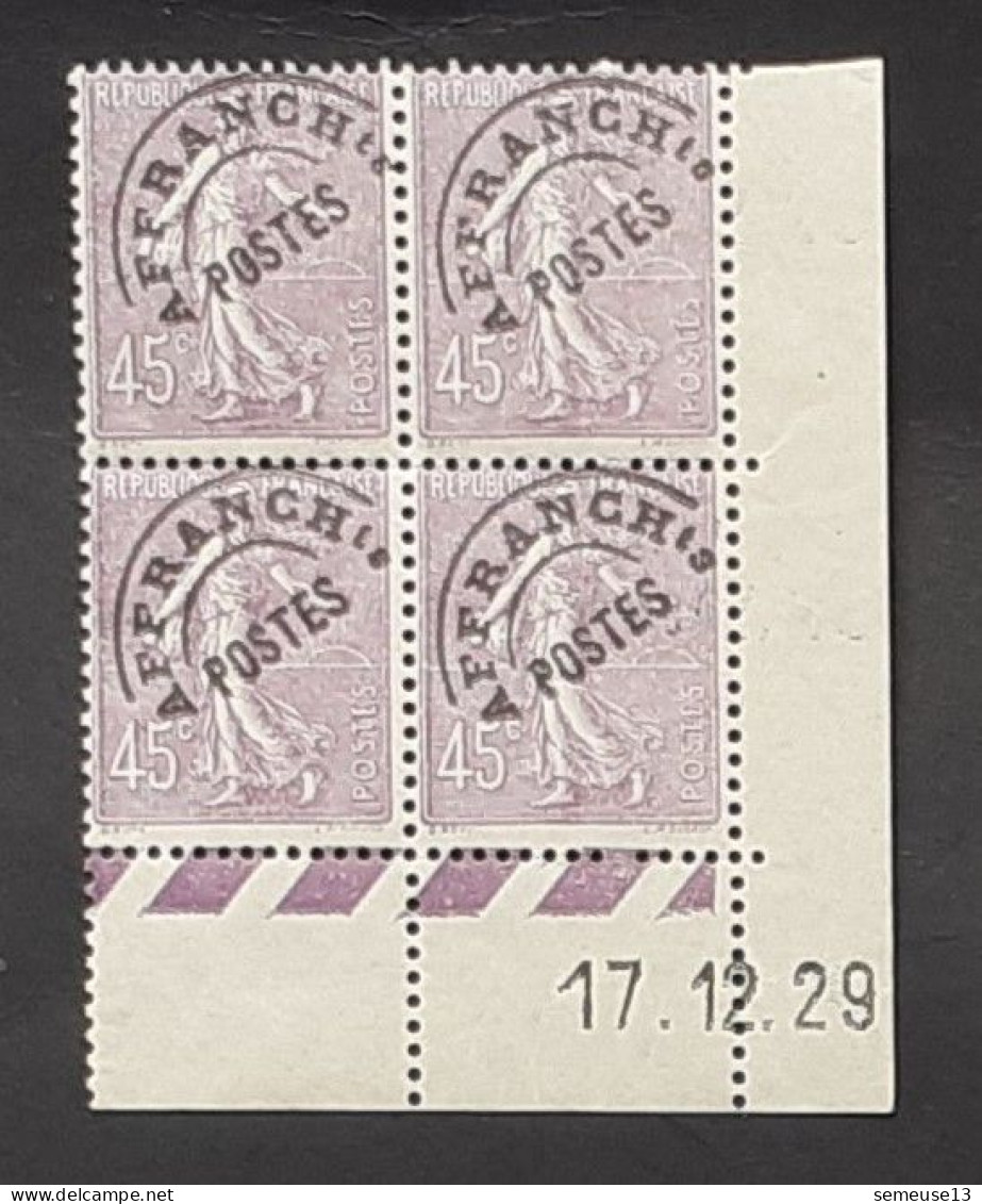 Semeuse 45 C Violet 197 Préo 46 En Bloc De 4 Coin Daté PAS CHER - 1903-60 Säerin, Untergrund Schraffiert