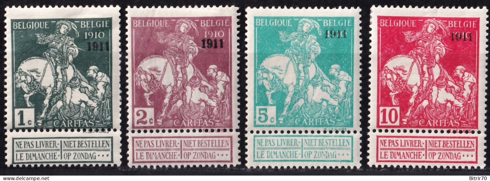 Belgica. 1911 Y&T. 93, 95, 97, 99, MH. - 1910-1911 Caritas