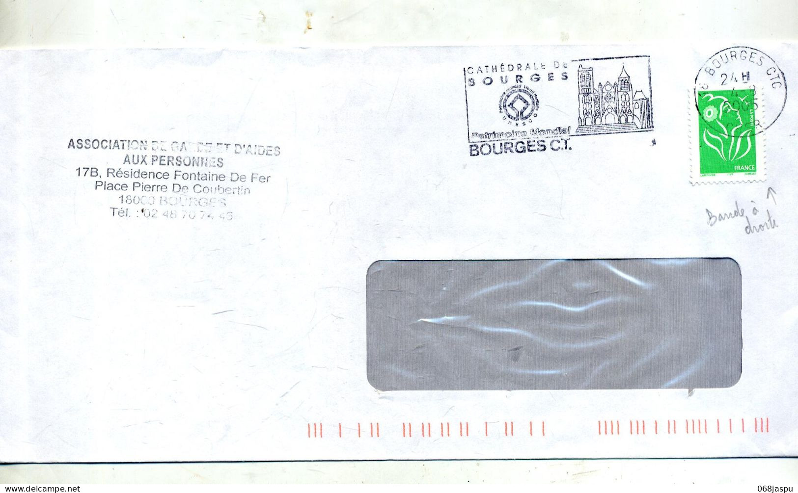 Lettre  Flamme Bourges Cathedrale Bande ????? - Mechanical Postmarks (Advertisement)