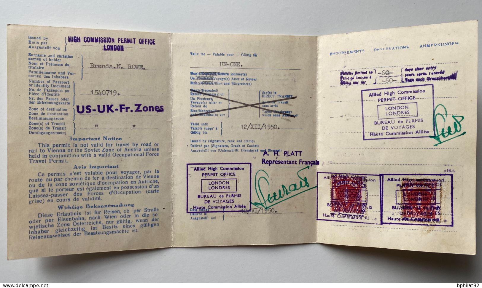 !!! FRANCE, 2 COMPLÉMENTS : VIGNETTES FISCALES POUR PERMIS DE CONDUIRE EN ALLEMAGNE 1950 - Storia Postale