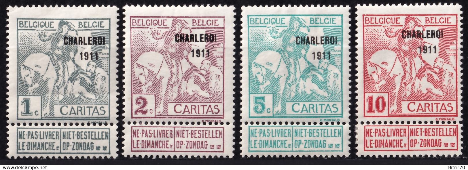 Belgica. 1911 Y&T. 100, 102, 104, 106, MH. - 1910-1911 Caritas