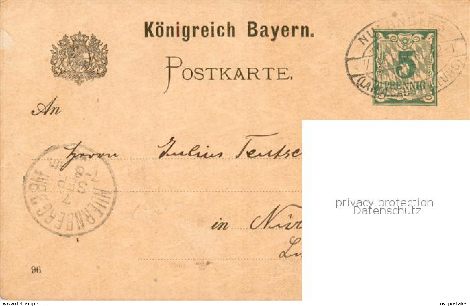 73851755 Nuernberg Bayerische Landesausstellung 1896 Koenigreich Bayern Nuernber - Nürnberg