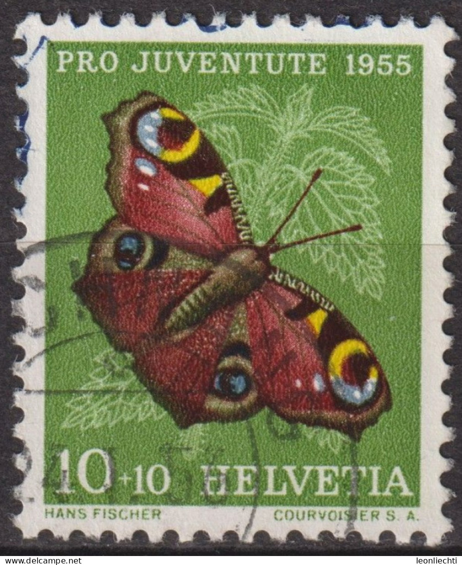 1955 Schweiz Pro Juventute ° Zum:CH J159,Yt:CH 568, Mi:CH 619, Tagpfauenauge, Schmetterling, Insekten - Gebraucht