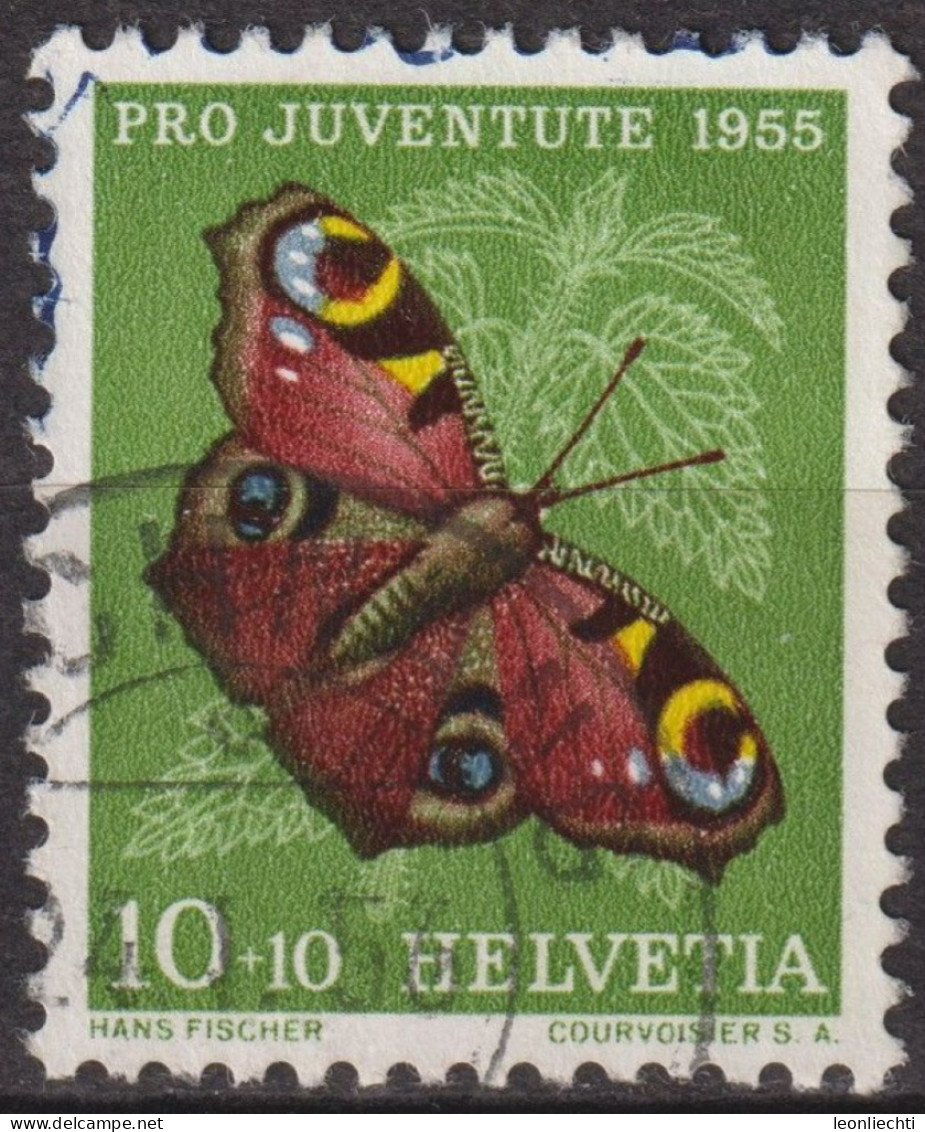 1955 Schweiz Pro Juventute ° Zum:CH J159,Yt:CH 568, Mi:CH 619, Tagpfauenauge, Schmetterling, Insekten - Usados