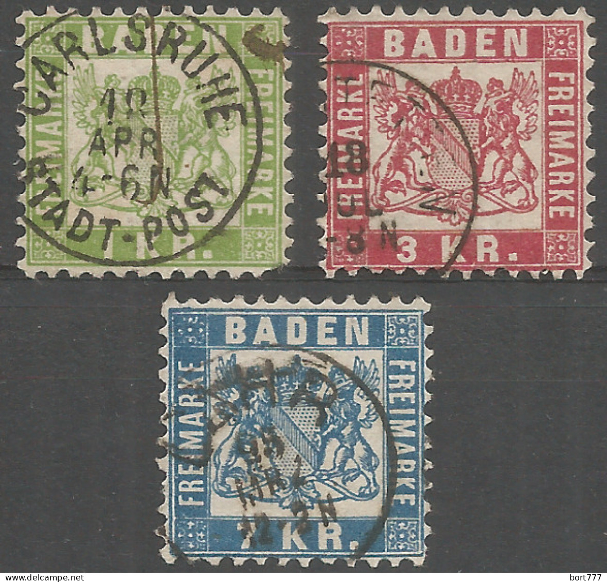 Germany Baden 1868 Used Stamps Mi# 23-25 - Andere & Zonder Classificatie