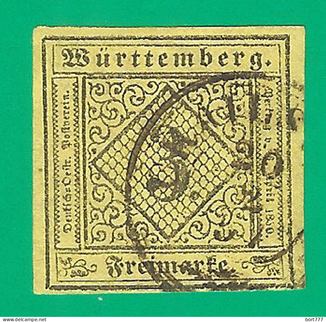 Germany Wurttemberg 1851 Used Stamp Mi# 2 - Sonstige & Ohne Zuordnung