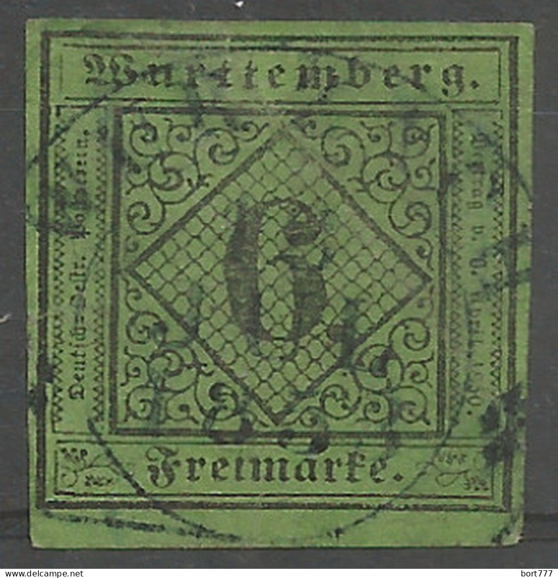 Germany Wurttemberg 1851 Used Stamp Mi# 3 - Sonstige & Ohne Zuordnung