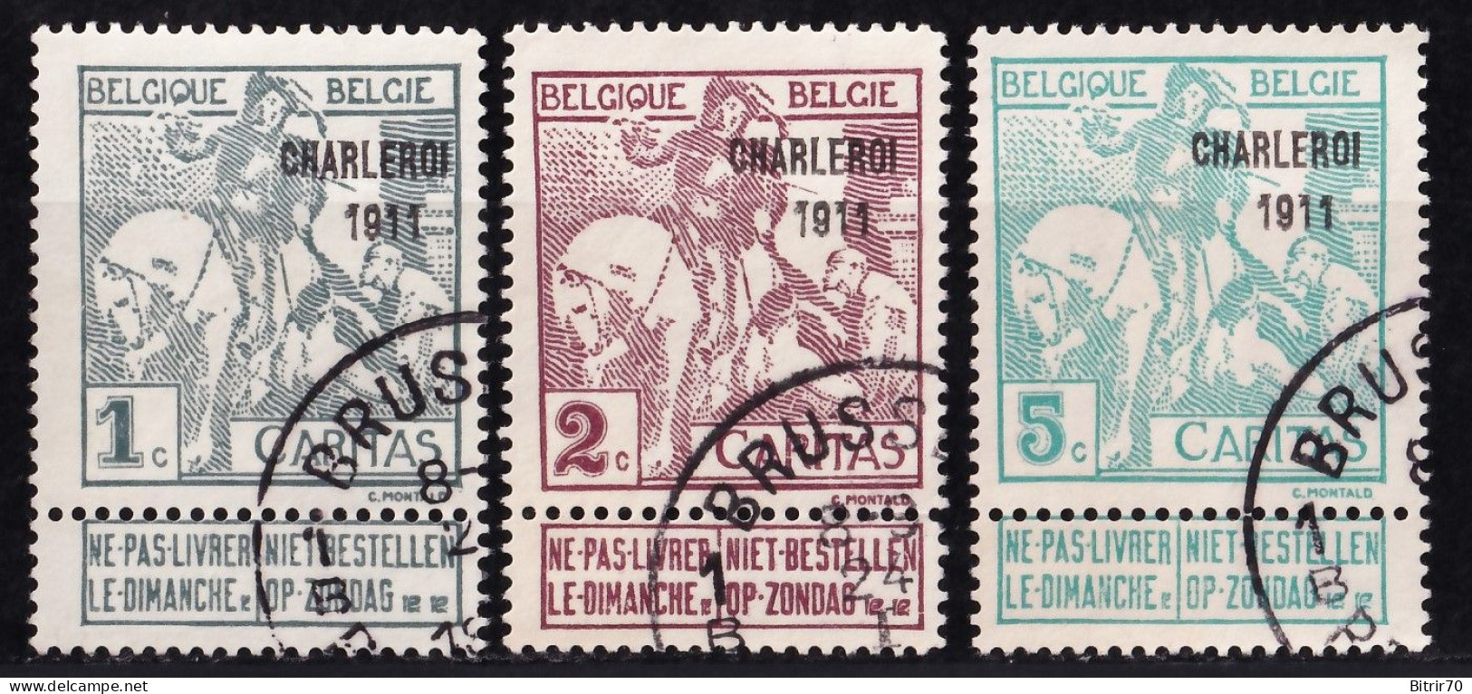 Belgica. 1911 Y&T. 100, 102, 104, - 1910-1911 Caritas