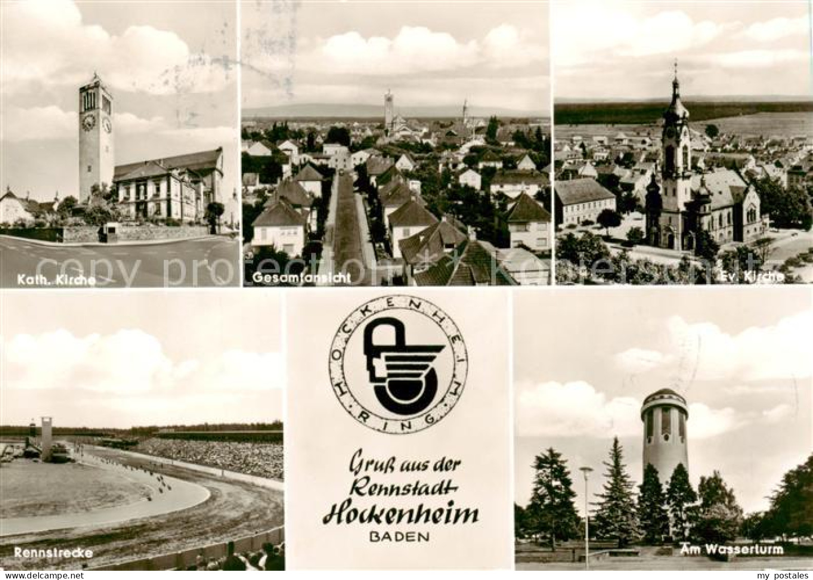 73851623 Hockenheim Kirche Gesamtansicht Rennstrecke Wasserturm Hockenheim - Hockenheim