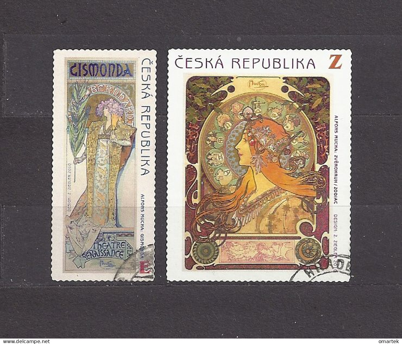 Czech Republic 2010 ⊙ Mi 633-634 Sc 3454-3455 Alfons Mucha – E And Z Stamps. Tschechische Republik. C2 - Used Stamps