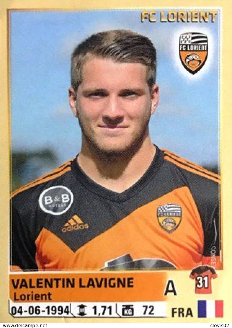 189 Valentin Lavigne - FC Lorient - Panini France Foot 2014-2015 Sticker Vignette - Edición Francesa